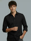 Men's Full Sleeve Spread Collar Premium Casual Shirt for Men Daily Wear in Black by BLUE ROBED
