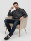 Men's Single Stripe Strip Full Sleeve Shirt in Navy Blue by BLUE ROBED