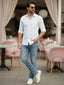 100% Cotton Men's Strip Full Sleeve Shirt Daily Wear in White by BLUE ROBED