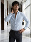 Men’s Sky Blue Pure Cotton Striped Full-Sleeve Casual Shirt