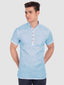 BLUE ROBED men's Half Sleeve Casual Cotton Kurta Daily Wear in Sky Blue