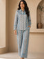 Women's Two Piece Set, Baby Sky Blue, Shirts with Wide Leg Trousers, Full Sleeve