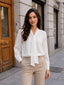 Women Solid Tie-Up Neck Crepe Top