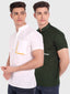 BLUE ROBED men's Casual Half Sleeve Slim Fit Kurta (Pack 2) in White view 3