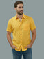 Half Sleeve Spread Collar Cotton Slim Shirt for Men and Boys in Yellow by BLUE ROBED