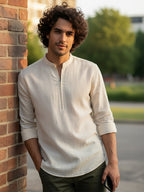 BLUE ROBED Full Sleeve Kurta for men Daily Wear in Beige view 19