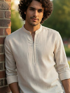 BLUE ROBED Full Sleeve Kurta for men Daily Wear in Beige view 22