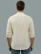Full Sleeve Chinese Collar Cotton Slim Shirt for Men and Boys in Shirt For Men And Pink by BLUE ROBED, fit view