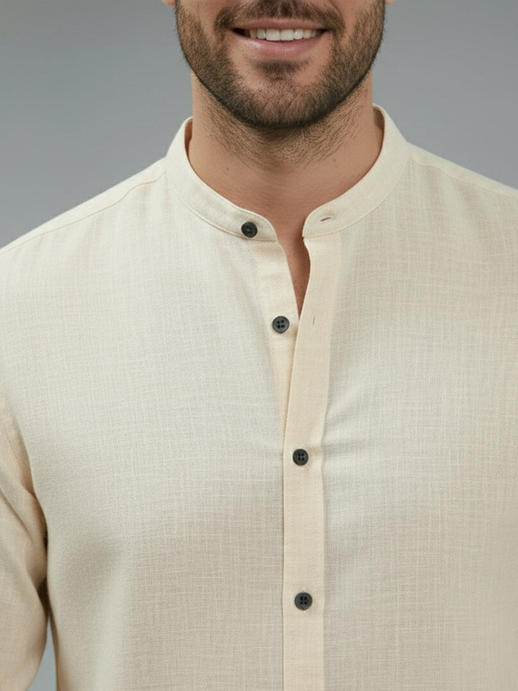 Full Sleeve Chinese Collar Cotton Slim Shirt for Men and Boys in Shirt For Men And Pink by BLUE ROBED, front view