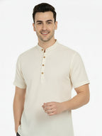 BLUE ROBED Half Sleeve Kurta for men in Beige view 12