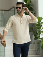 BLUE ROBED Full Sleeve Kurta for men Office Wear in Beige view 128