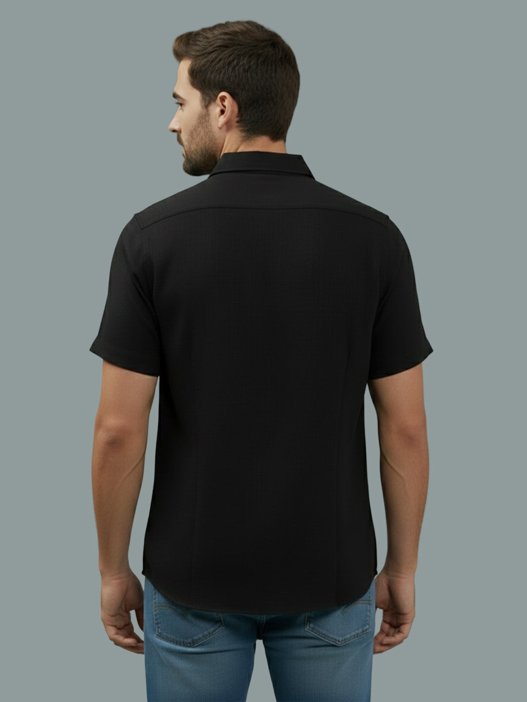 Half Sleeve Spread Collar Cotton Slim Shirt for Men and Boys in Shirt For Men And Yellow by BLUE ROBED, fit view