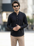 BLUE ROBED Full Sleeve Kurta for men Office Wear in Black view 121