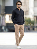 BLUE ROBED Full Sleeve Kurta for men Office Wear in Black view 125