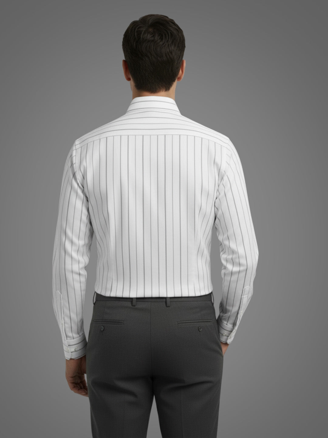 BLUE ROBED - Full Sleeve Spread Collar Cotton Slim Fit Striped Shirt for Men and Boys - Black Secondary image