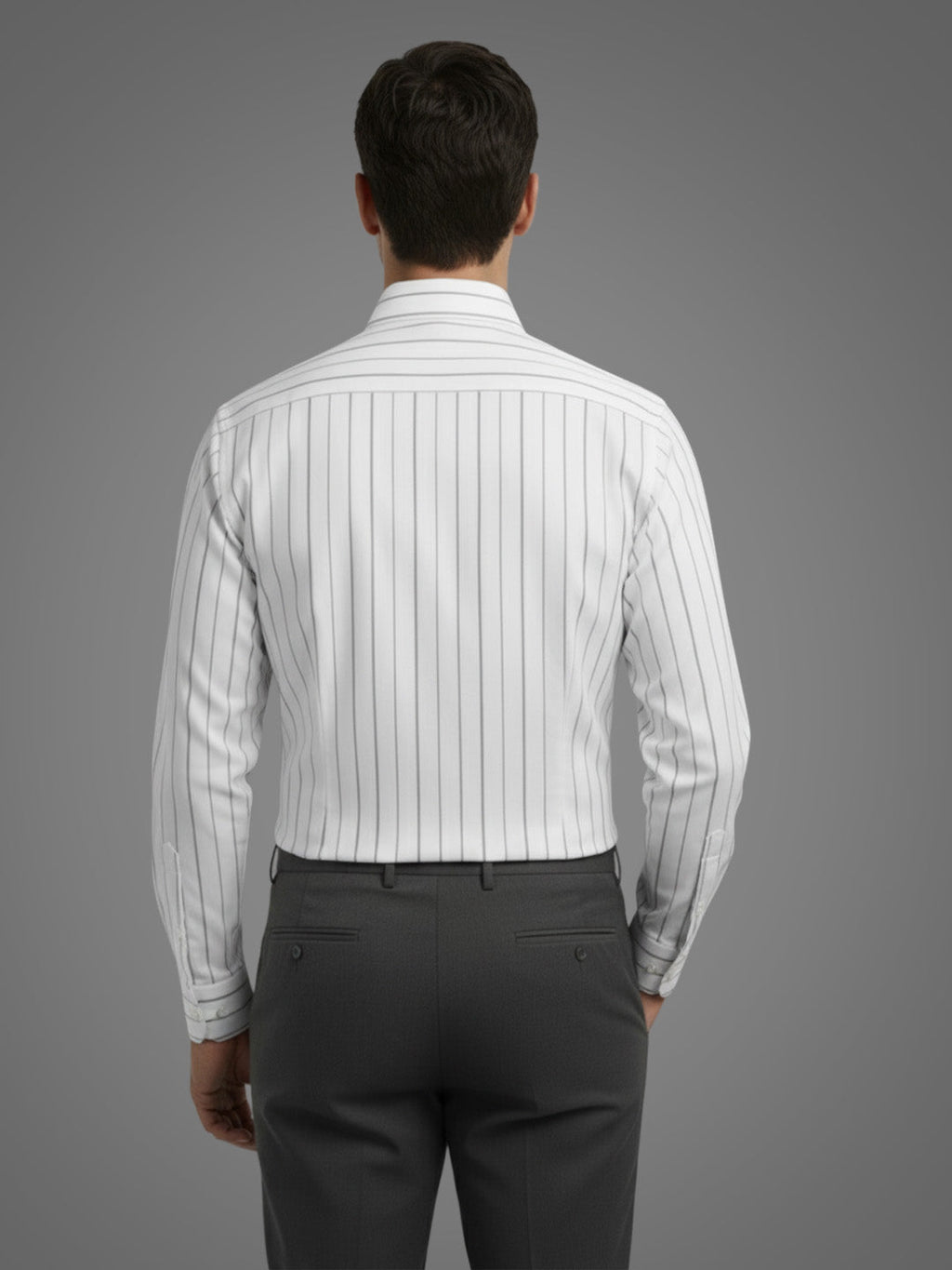 Full Sleeve Spread Collar Cotton Slim Fit Striped Shirt for Men and Boys in Shirt For Men And Black by BLUE ROBED, front view