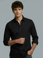 Men's Full Sleeve Spread Collar Premium Casual Shirt for Men Daily Wear in Black by BLUE ROBED