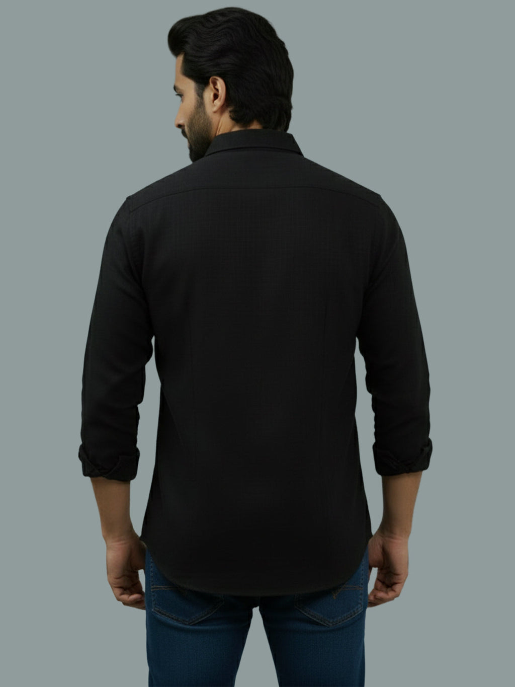 Full Sleeve Spread Collar Cotton Slim Shirt for Men and Boys in Shirt For Men And Green by BLUE ROBED, fabric detail