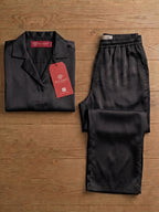 Women’s Black Linen Lounge Co-ord Set | Relaxed Fit Nightwear & Casual Wear