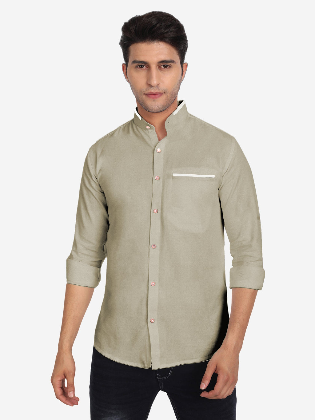 Men's Casual Shirt Full Sleeve Oxford Design Shirt in Black by BLUE ROBED, back view