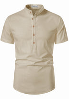 BLUE ROBED men's Half Sleeve Casual Cotton Kurta Office Wear in Beige view 7
