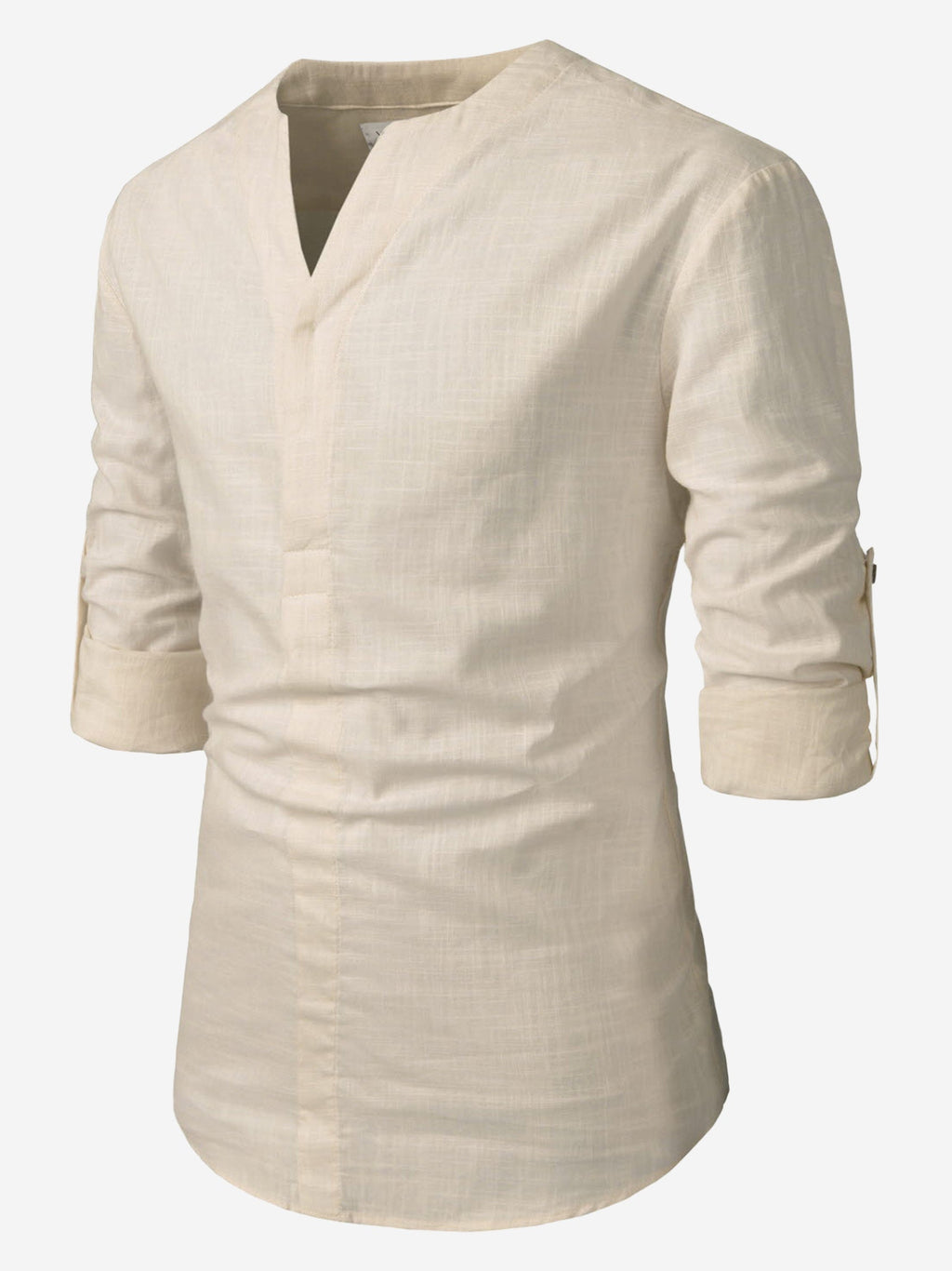 BLUE ROBED men's Casual Slim Fit Full Sleeve Cotton Kurta in Beige style B view 9