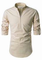 BLUE ROBED men's Casual ZIP Style Full Sleeve Kurta in Beige view 6