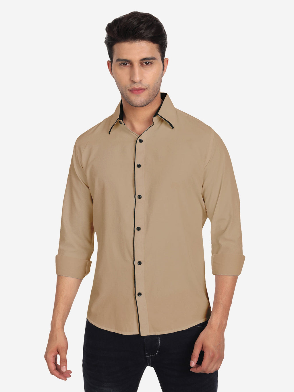 Men's Casual Full Sleeve XMan Shirt in White by BLUE ROBED, fabric detail