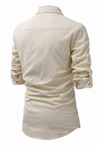 BLUE ROBED men's Full Sleeve Casual Cotton Kurta in Beige style B view 18