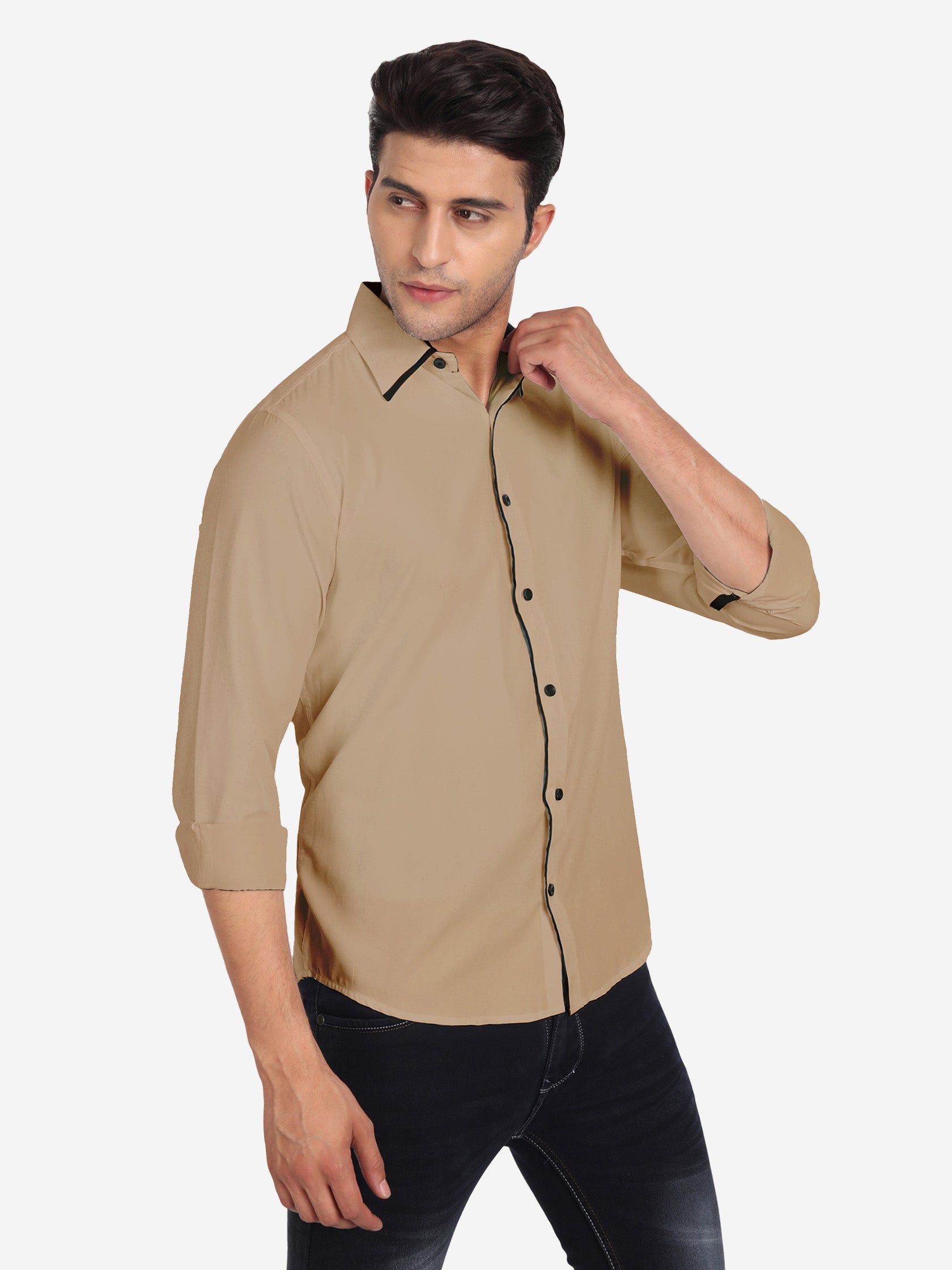 Men's Casual Full Sleeve XMan Shirt in White by BLUE ROBED, front view