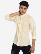 Men's Stitch Button Slim Fit Casual Shirt in White by BLUE ROBED, style view