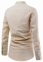 BLUE ROBED men's Casual Slim Fit Full Sleeve Double Pocket Cotton Kurta in Beige view 16