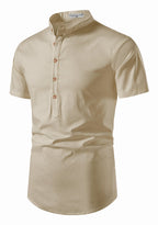 BLUE ROBED men's Half Sleeve Casual Cotton Kurta Office Wear in Beige view 8