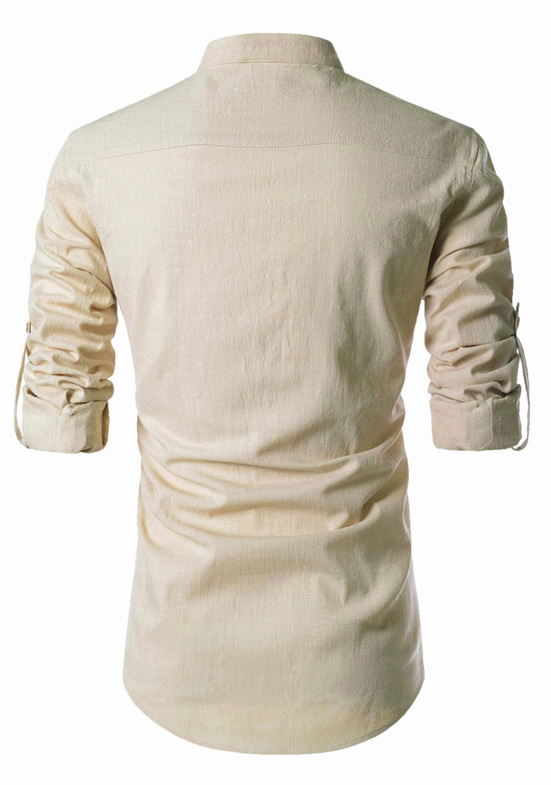 BLUE ROBED men's Casual ZIP Style Full Sleeve Kurta in Beige view 7