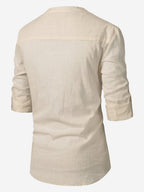 BLUE ROBED men's Casual Slim Fit Full Sleeve Cotton Kurta in Beige style B view 10