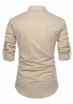 BLUE ROBED men's Casual Slim Fit Full Sleeve Kurta in Beige view 2