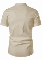 BLUE ROBED men's Half Sleeve Casual Cotton Kurta Office Wear in Beige view 9