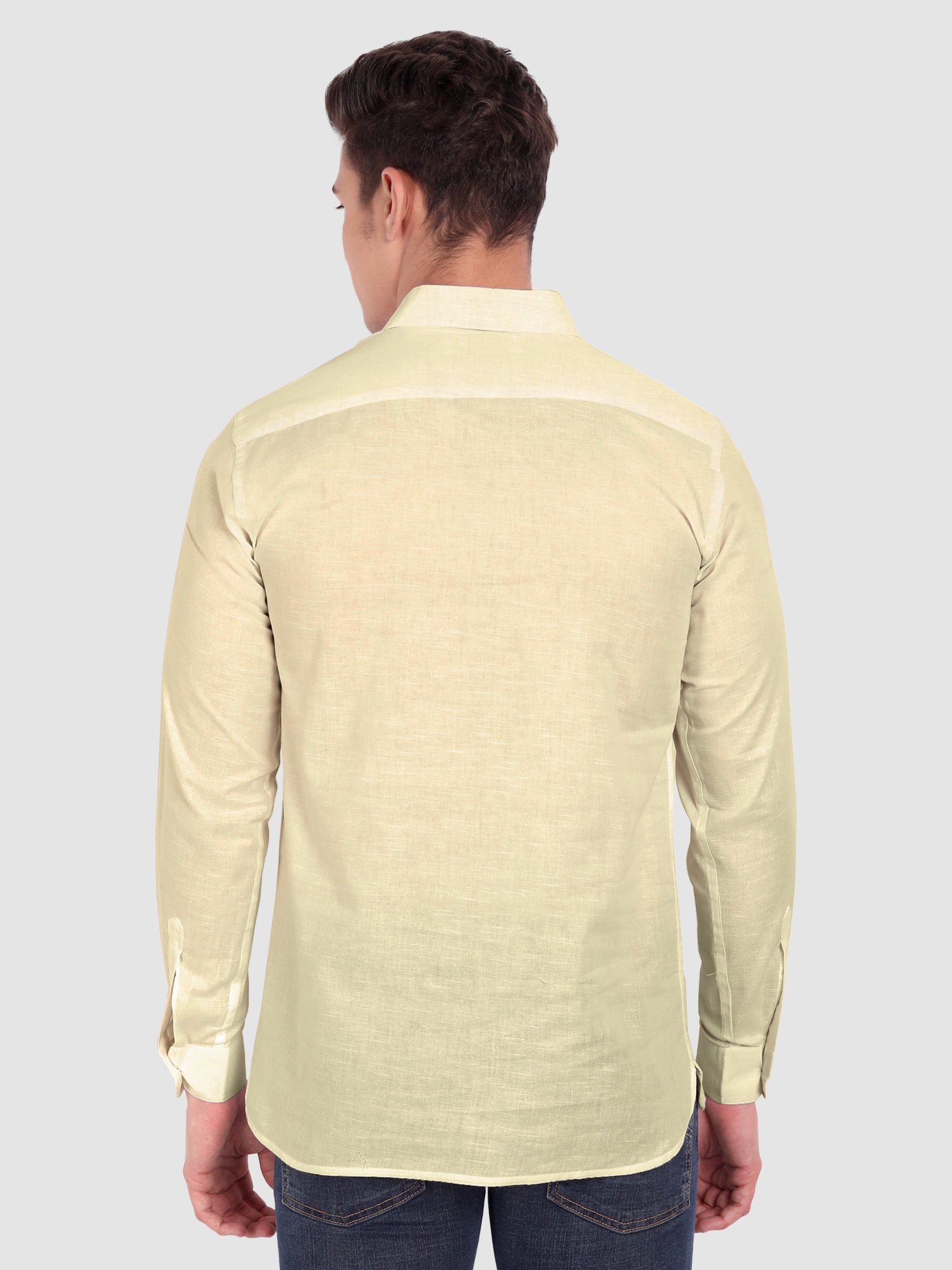 BLUE ROBED men's Full Sleeve Casual Cotton Kurta in Beige style A view 18
