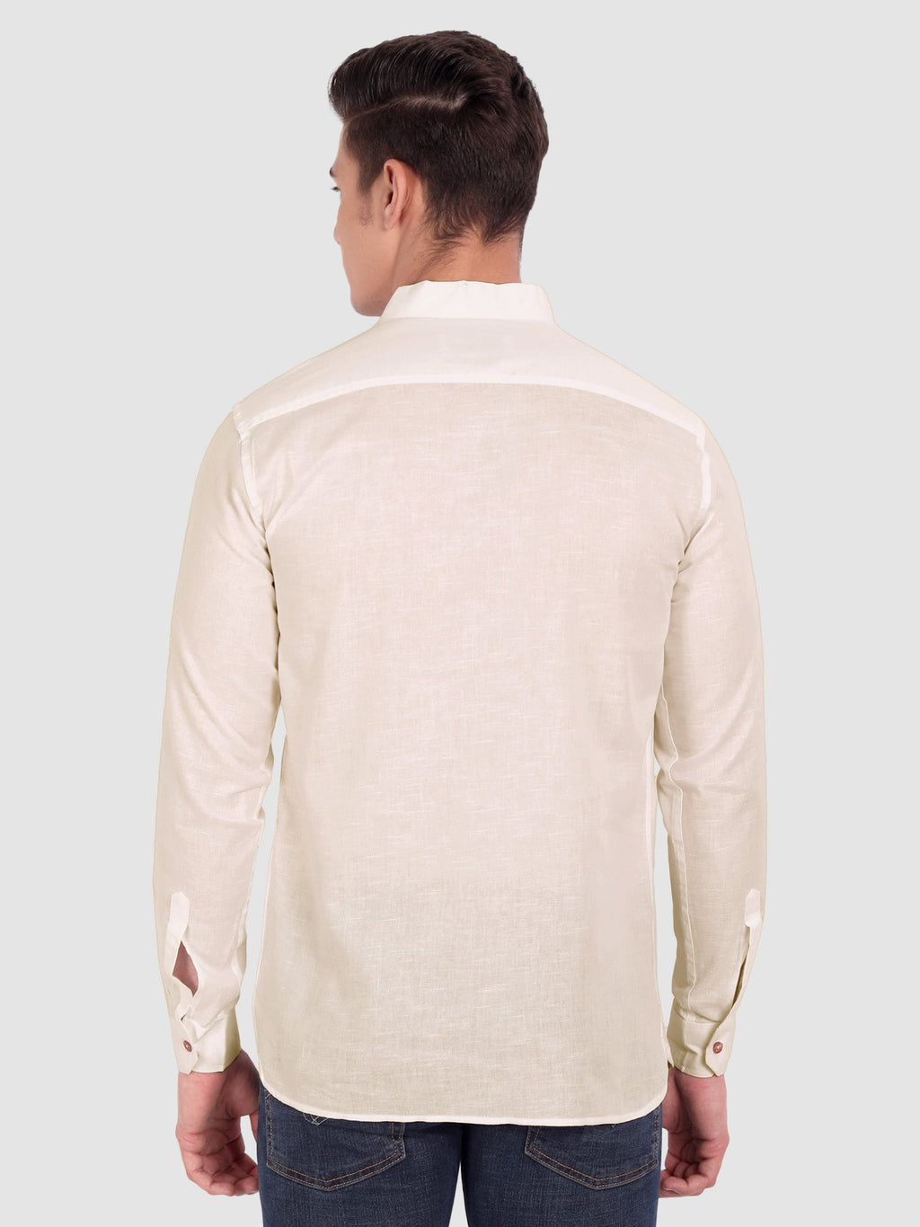 BLUE ROBED men's Casual ZIP Style Full Sleeve Cotton Kurta in Beige view 8