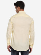 Men's Stitch Button Slim Fit Casual Shirt in White by BLUE ROBED, view