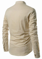 BLUE ROBED men's Casual Slim Fit Full Sleeve Pocket Contrast Kurta in Beige view 9