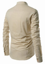 BLUE ROBED men's Casual Slim Fit Full Sleeve Kurta in Beige view 4