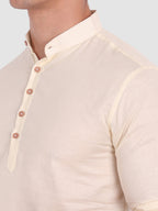 BLUE ROBED men's Casual Slim Fit Full Sleeve Cotton Kurta in Beige style A view 10