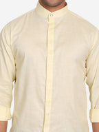 Men's Stitch Button Slim Fit Casual Shirt in White by BLUE ROBED, fabric detail