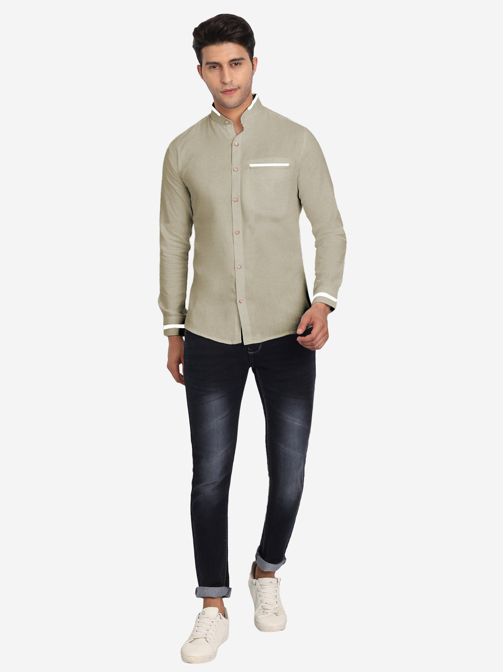 Men's Casual Shirt Full Sleeve Oxford Design Shirt in Black by BLUE ROBED, fabric detail