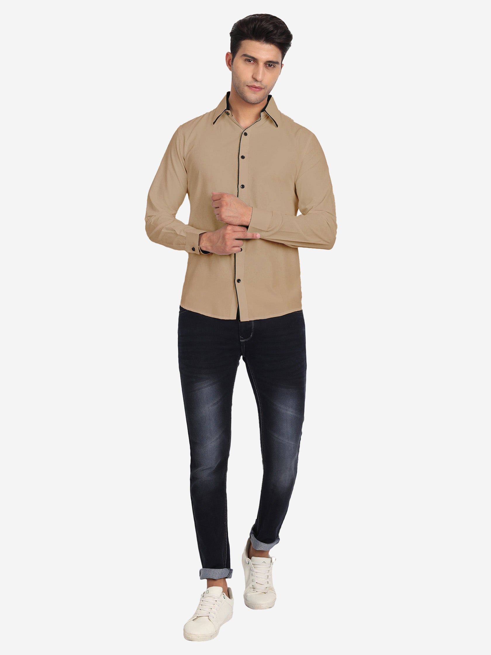 Men's Casual Full Sleeve XMan Shirt in White by BLUE ROBED, detail view