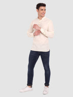 BLUE ROBED men's Casual Slim Fit Full Sleeve Cotton Kurta in Beige style A view 11