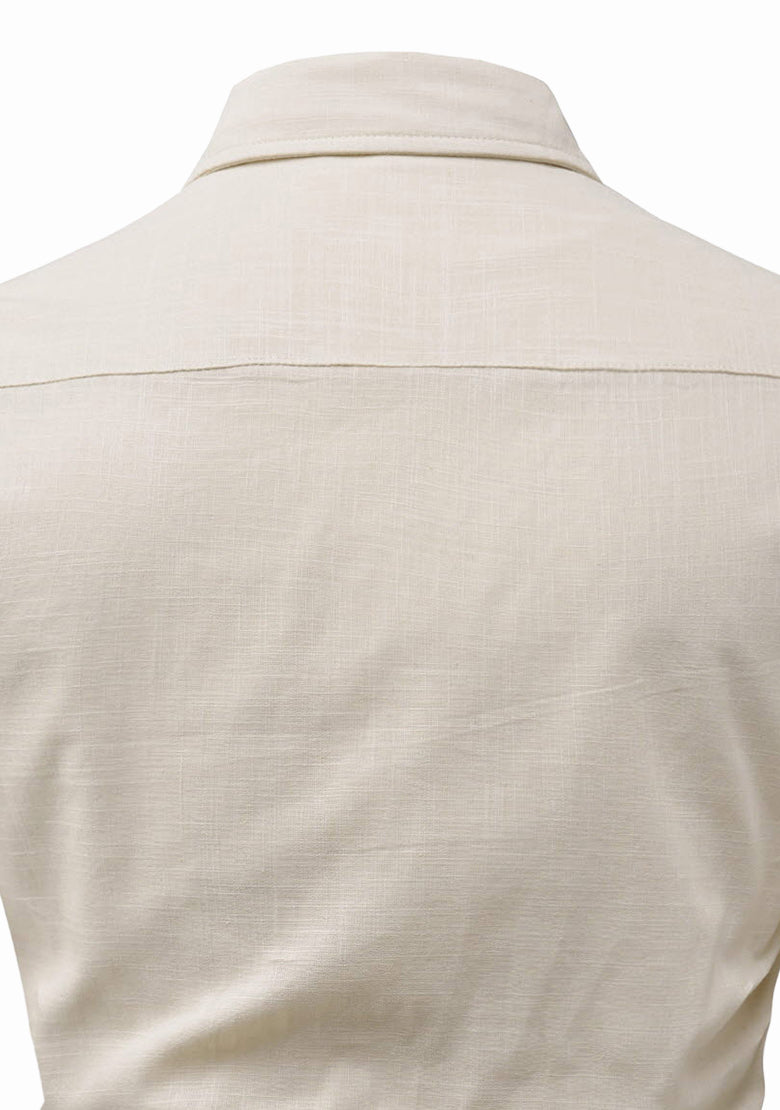 BLUE ROBED men's Full Sleeve Casual Cotton Kurta in Beige view 23