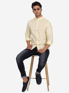 Men's Stitch Button Slim Fit Casual Shirt in White by BLUE ROBED, back view