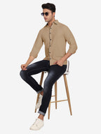 Men's Casual Full Sleeve XMan Shirt in White by BLUE ROBED, fit view